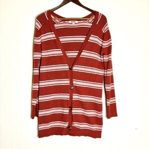 BB Dakota Red & White Striped Cardigan